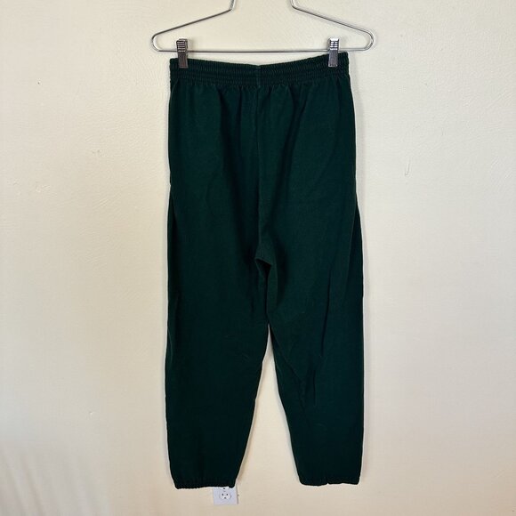 Vtg Mens Green Sweatpants Medium Cotton Wilson Joggers Drawstring Emblem Pockets - Picture 10 of 10